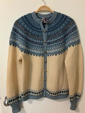 Vintage Sundt Bergen Norwegian Wool Fair Isle Cardigan Sweater